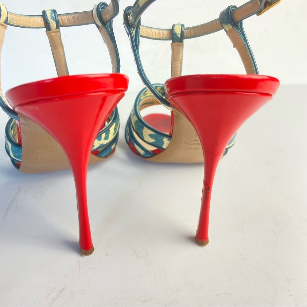 Nicholas Kirkwood red white blue green snakeskin sandals - Picture 5 of 9